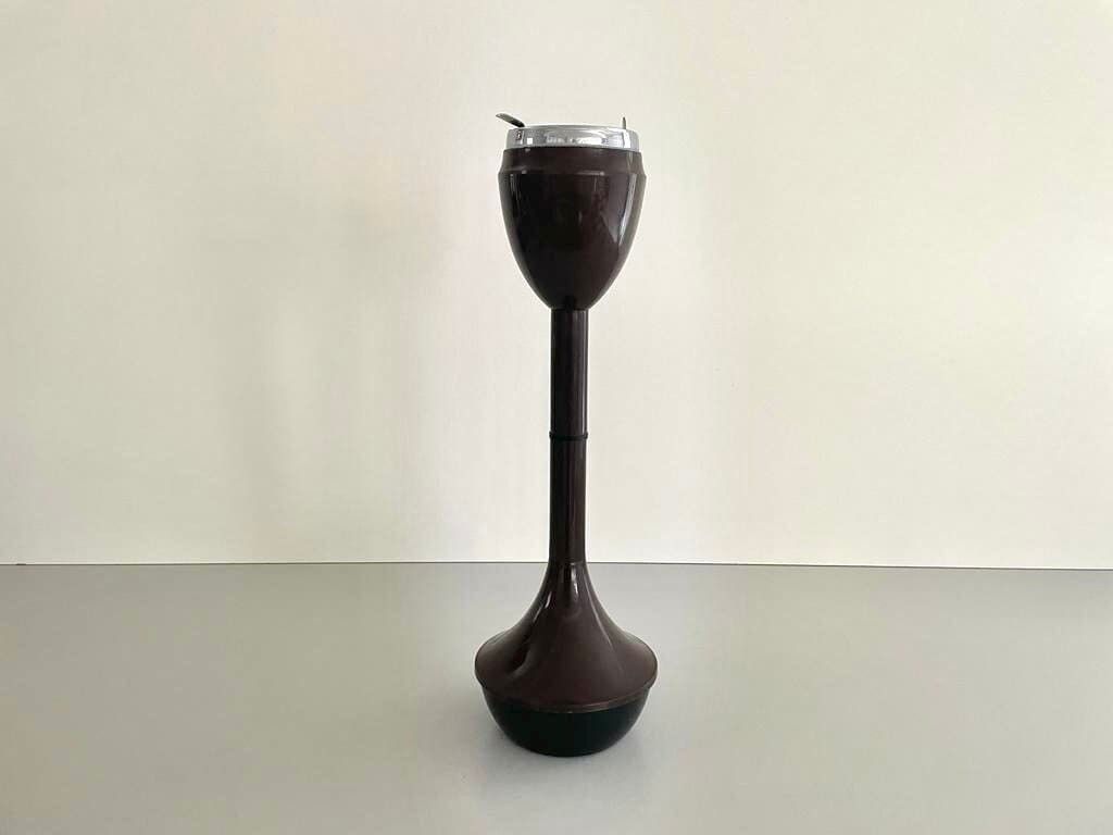 Brown And Chrome Metal Self Standing Industrial Floor Ashtray, 1970s, Italy photo for sale