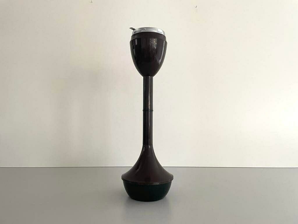 Brown And Chrome Metal Self Standing Industrial Floor Ashtray, 1970s, Italy photo Home Decor