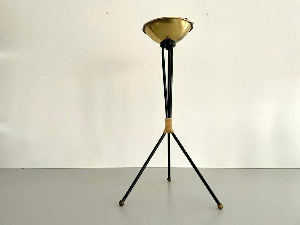 Italian Black Body   Gold Top Metal Elegantly Designed Self Standing Tripod Ashtray   1950s, Italy photo Home Decor