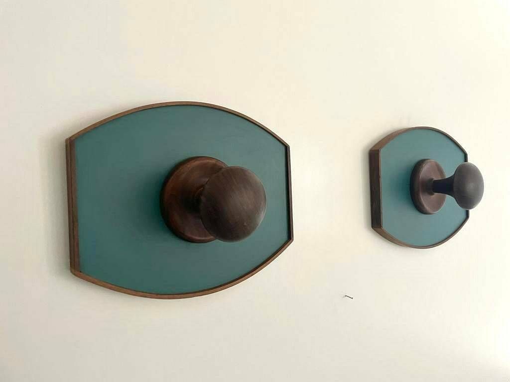 Mid Century Modern Teak Rare Italian Design Pair Of Clothes Hooks, 1960s, Italy photo furniture