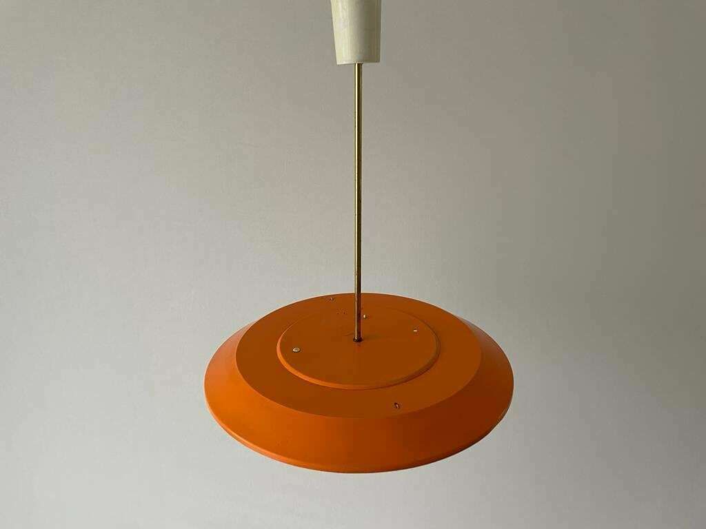 Pop Art Orange Metal Body And White Glass Large Ceiling Lamp By Novalux, 1970s, Italy photo 1557.0