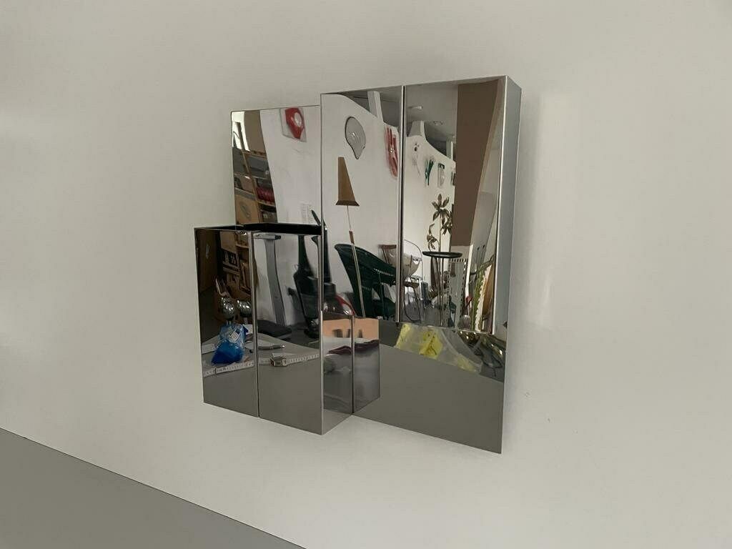 3 Dimensional Square Design Chrome Wall Lamp, 1970s, Italy photo for sale