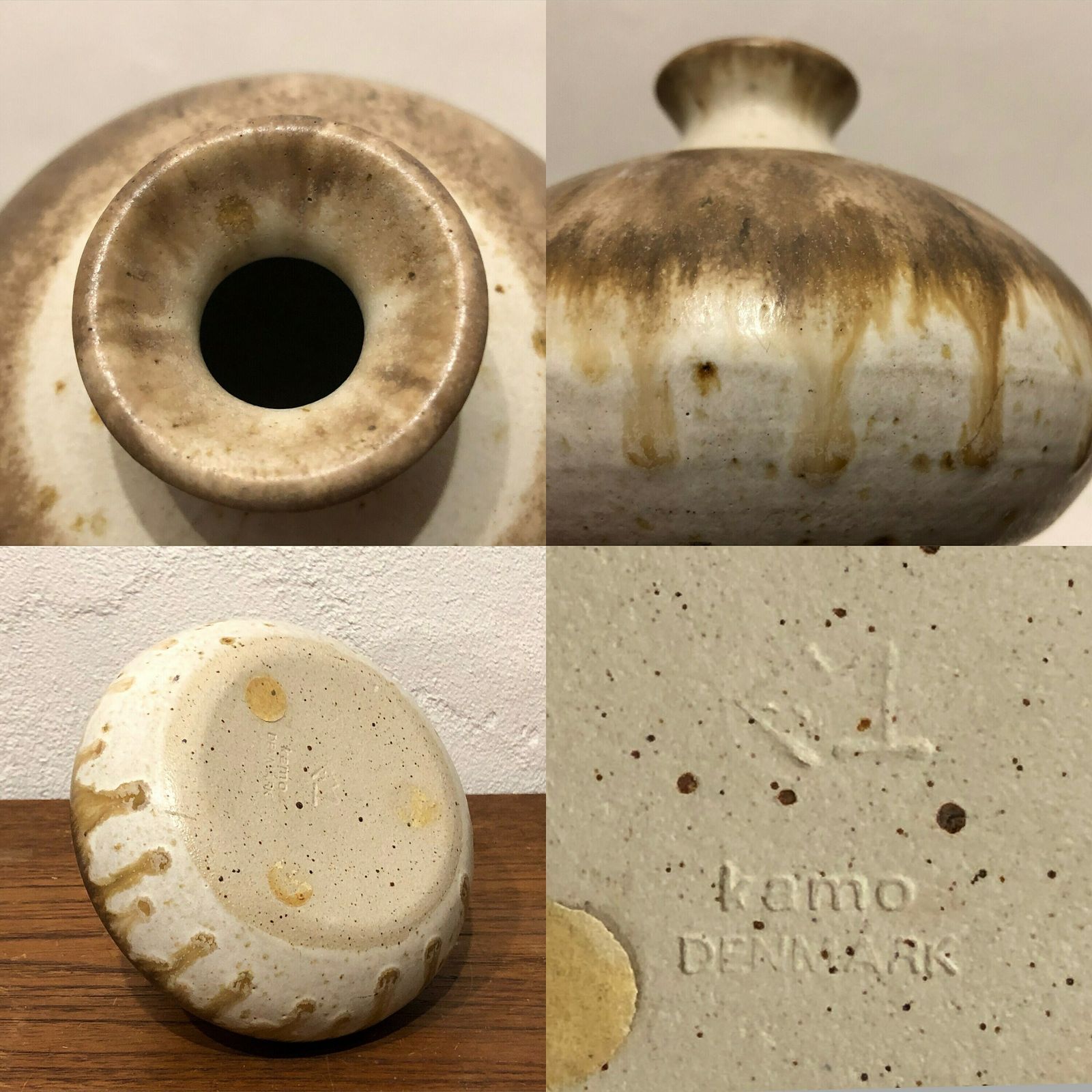 photo for sale Collection Of Three Danish Design Mid Century Candlesticks And Vase Fine Art Ceramic Pieces From Kamo And Lehmann