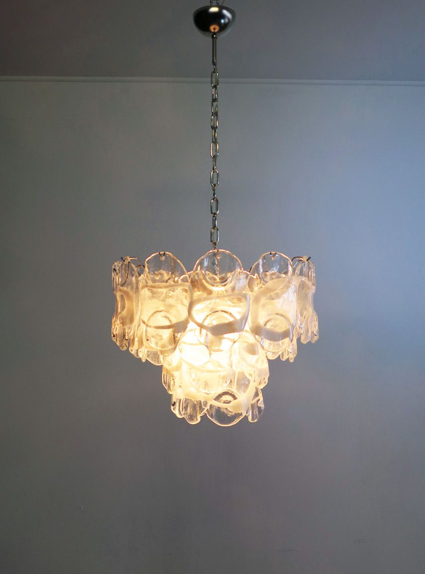Vintage Italian Murano Chandelier Lamp In Vistosi Style   36 Glasses photo vinterior