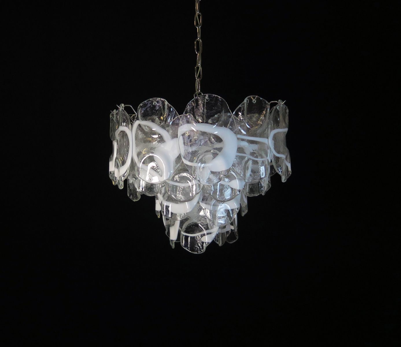 Vintage Italian Murano Chandelier Lamp In Vistosi Style   36 Glasses