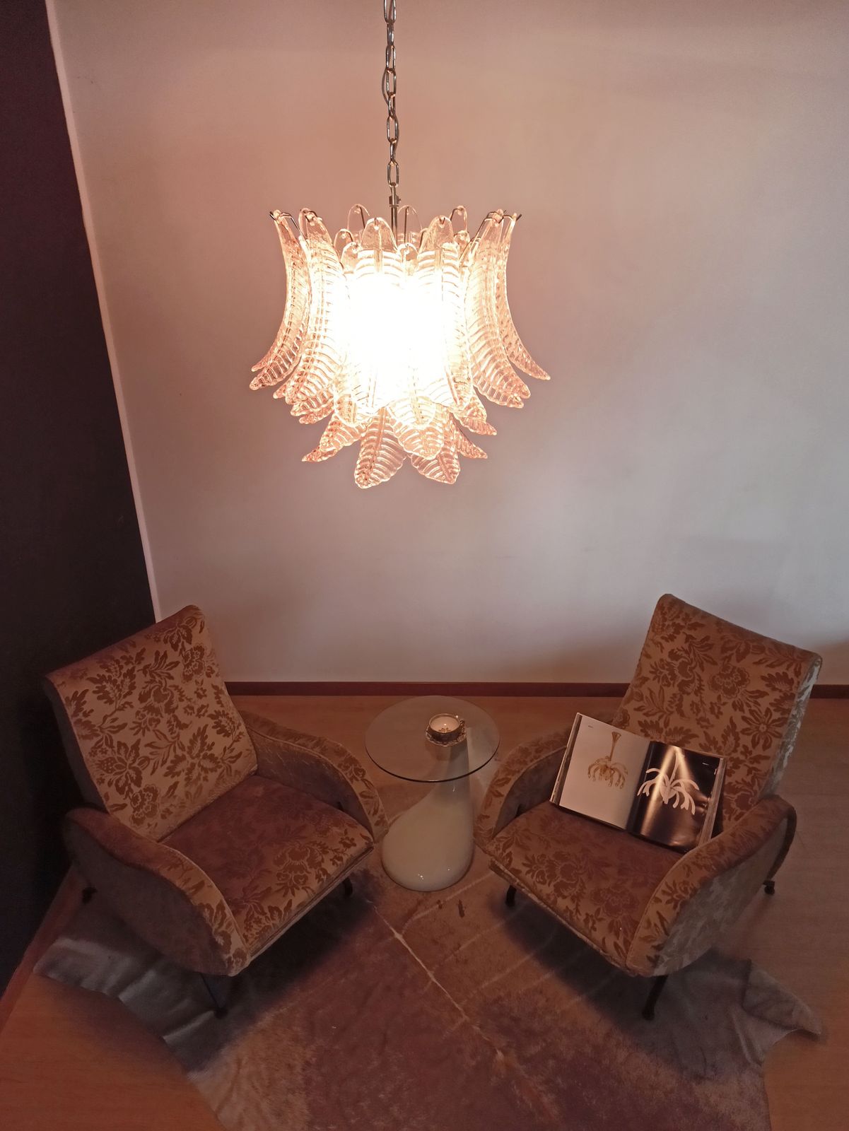Italian Murano Six Tier Felci Glass Chandelier   36 Pink Glasses photo vinterior