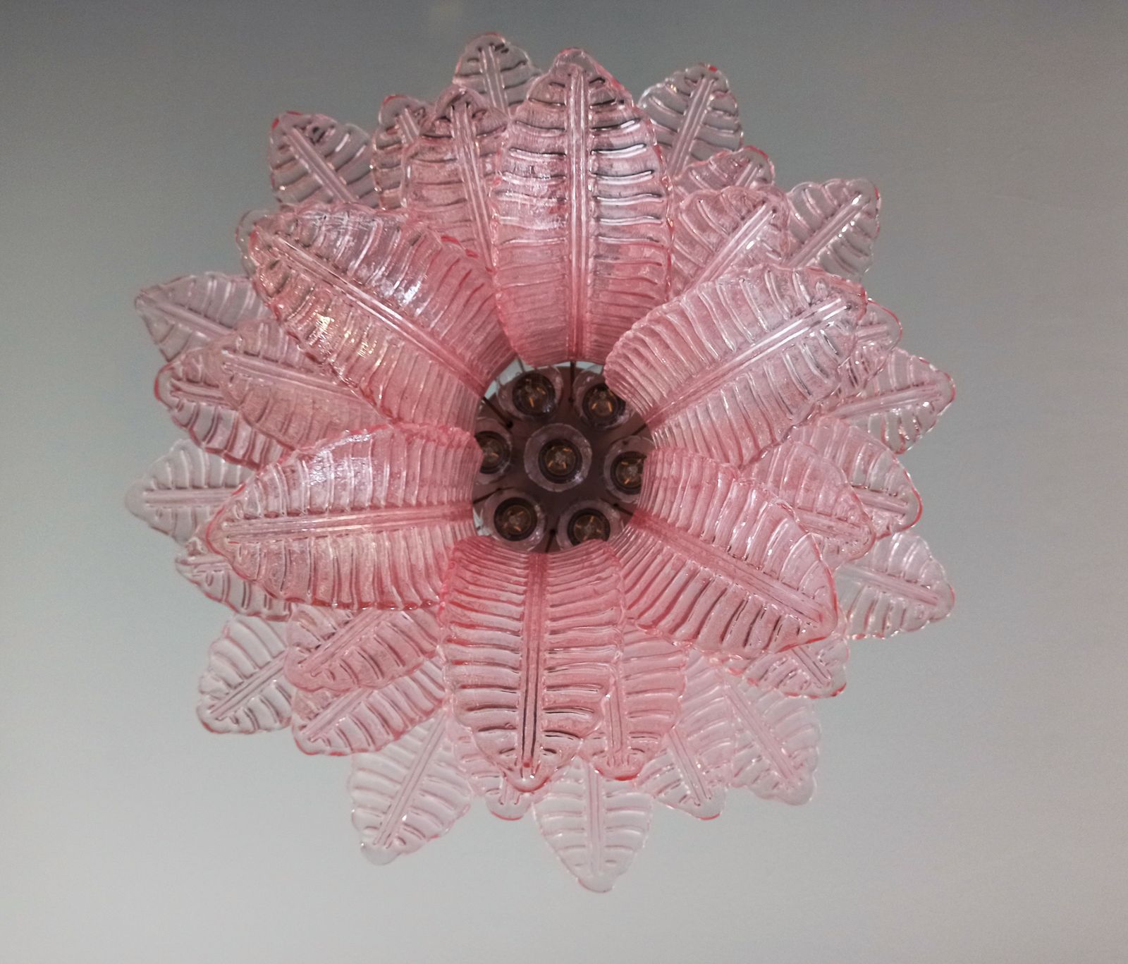 Italian Murano Six Tier Felci Glass Chandelier   36 Pink Glasses photo buy