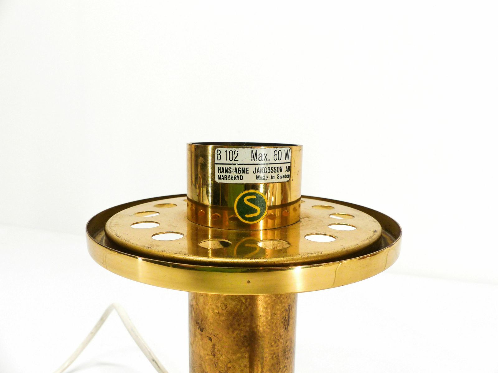 Scandinavian Lamp Hans Agne Jakobsson Brass And Glass B 102 photo for sale