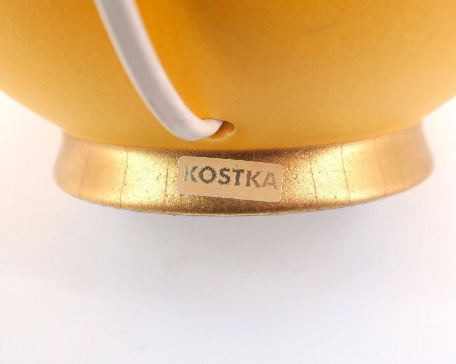 French Spheric Orange And Golden Ceramic Table Lamp By Robert Kostka, 1990s / Vintage, Nineties photo 958.0