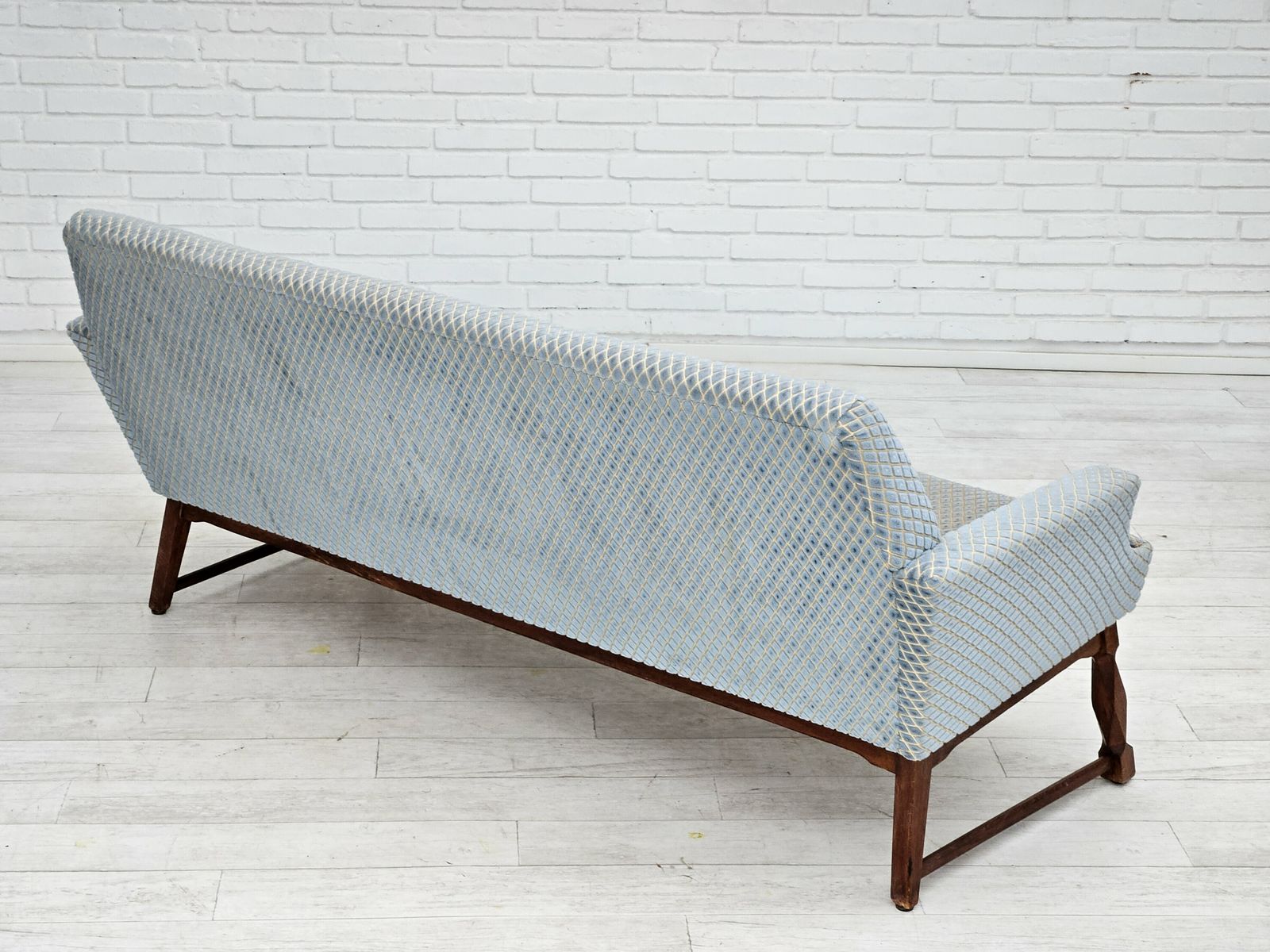 1970s, Danish 3 Seater Sofa, Original Good Condition, Velour, Oak Wood. photo 1490.0