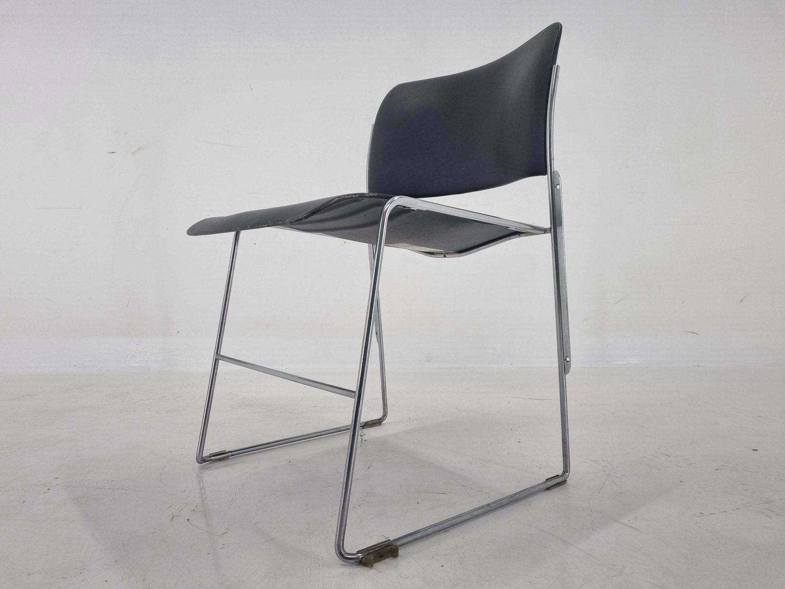 Midcentury David Rowland 40/4 Black And Chrome Side Chair, 1970 photo 225.0