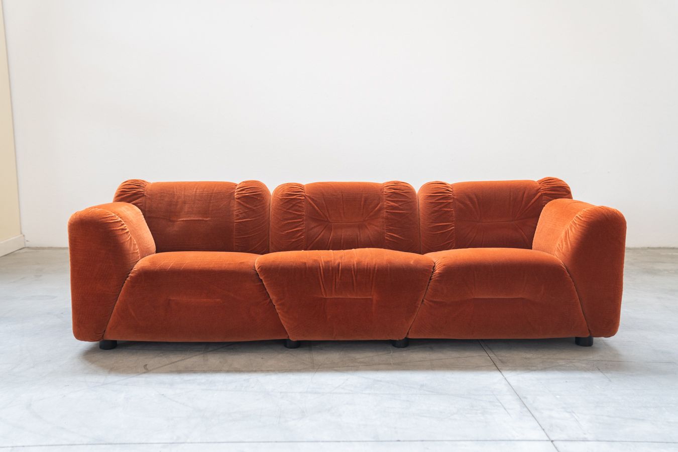 Orange Chenille Sofas, Two And Three Seater, Set Of 2, 1970s photo furniture