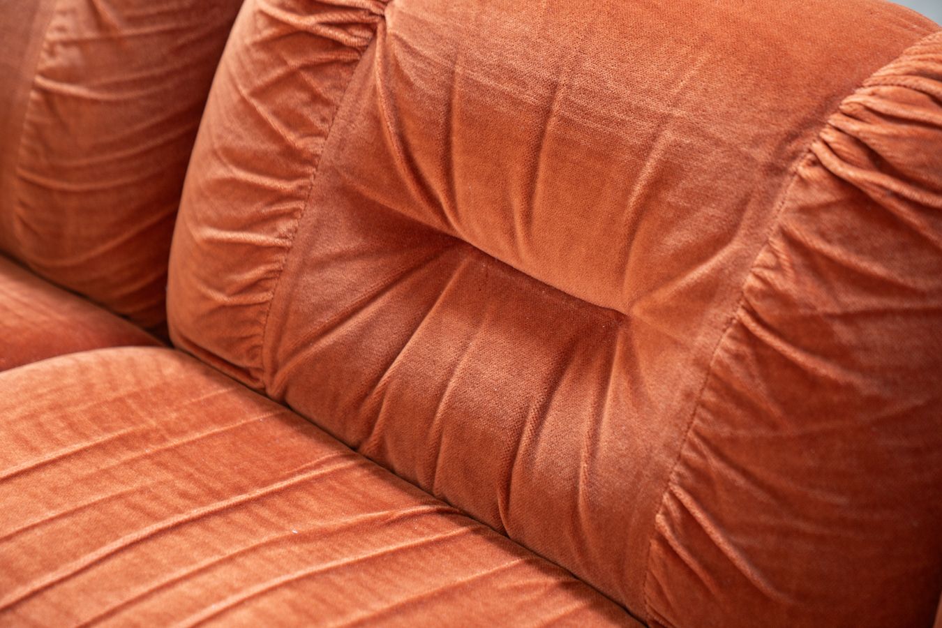 Orange Chenille Sofas, Two And Three Seater, Set Of 2, 1970s photo 4500.0