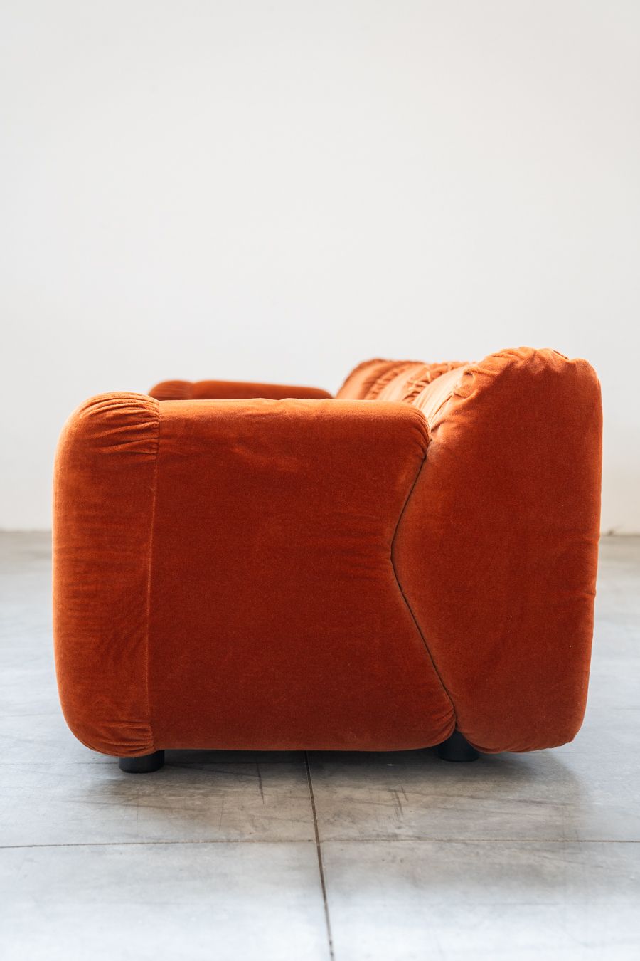 photo buy Orange Chenille Sofas, Two And Three Seater, Set Of 2, 1970s