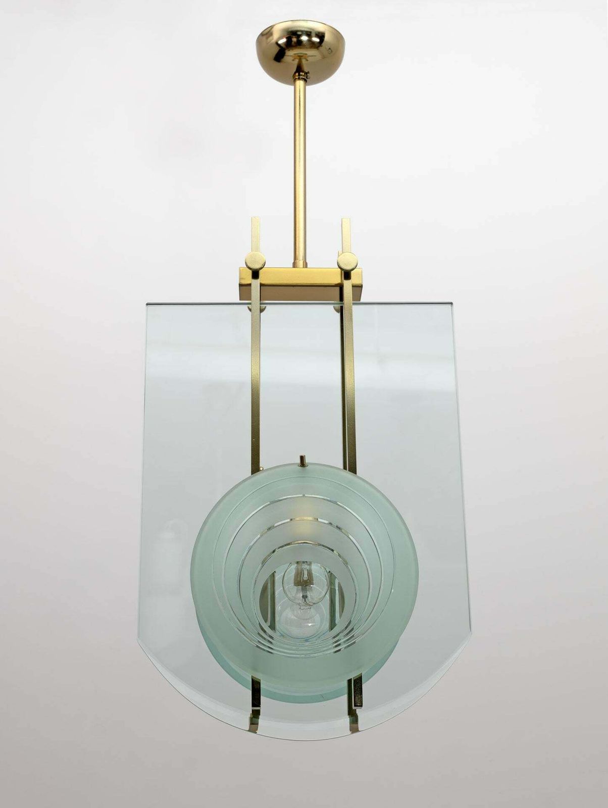 Gallotti & Radice Mid Century Modern Italian Brass And Crystal Pendant, 70s photo for sale