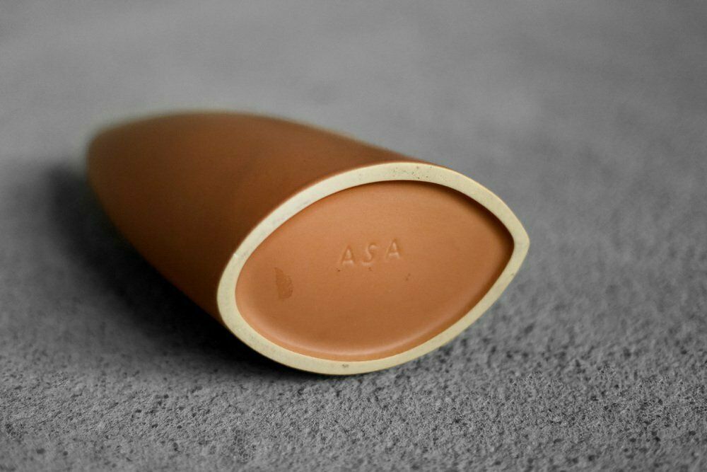 Mid Century German Modern Stoneware Brick Red Vase From Asa Selection, 1980s photo for sale
