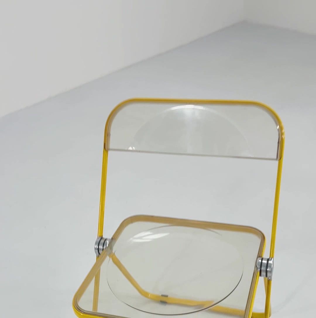Yellow Frame Plia Folding Chair By Giancarlo Piretti For Anonima Castelli, 1960s