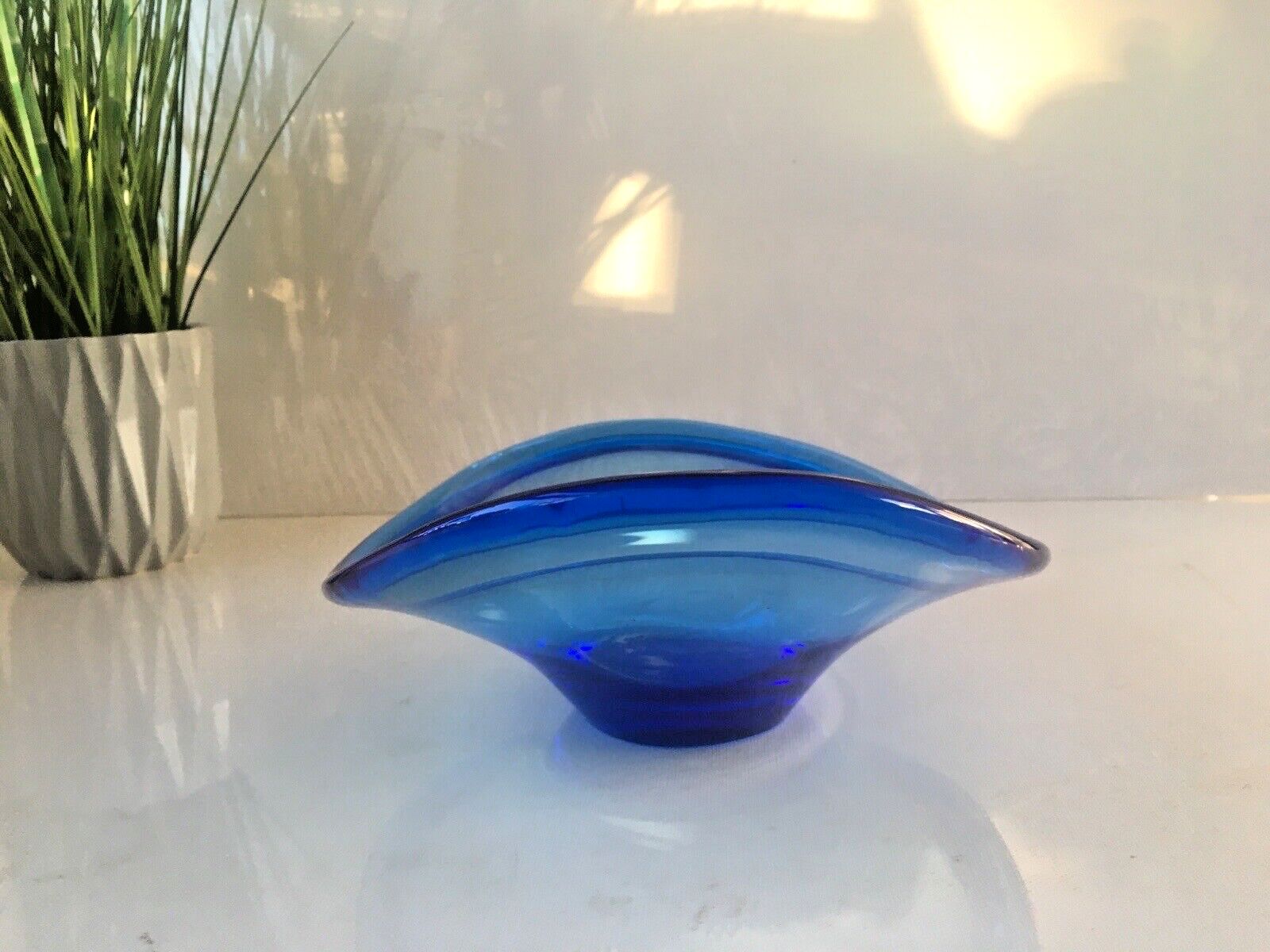 Freeform Art Glass Bowl Mid Century Modern Danish Holmegaard Selandia Per Lutken Ikea Snits Lotta Pettersson photo for sale