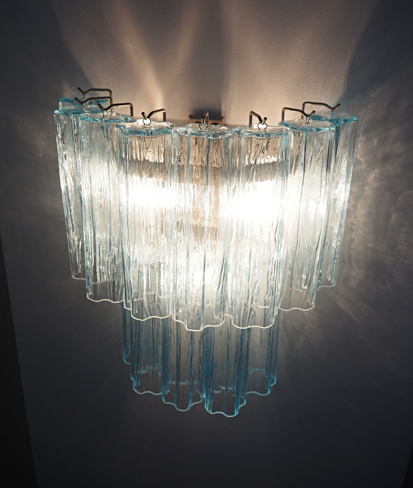 photo buy Fantastic Pair Of Murano Glass Tube Wall Sconces   13 Blue Glass Tube