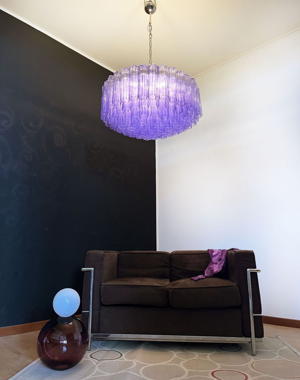 Large Murano Glass Chandelier  101 Amethyst Tube Glasses photo for sale