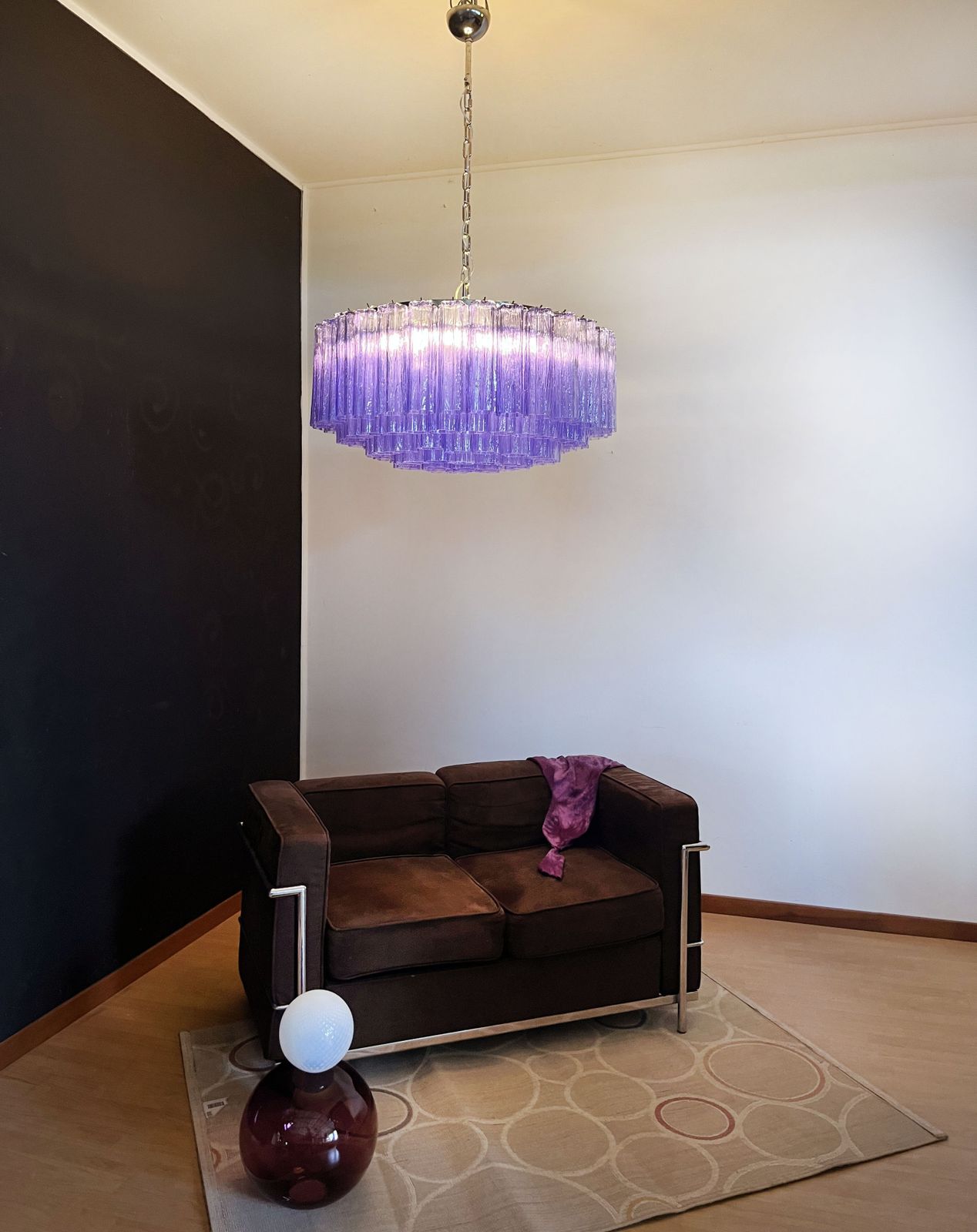 Large Murano Glass Chandelier  101 Amethyst Tube Glasses photo vinterior