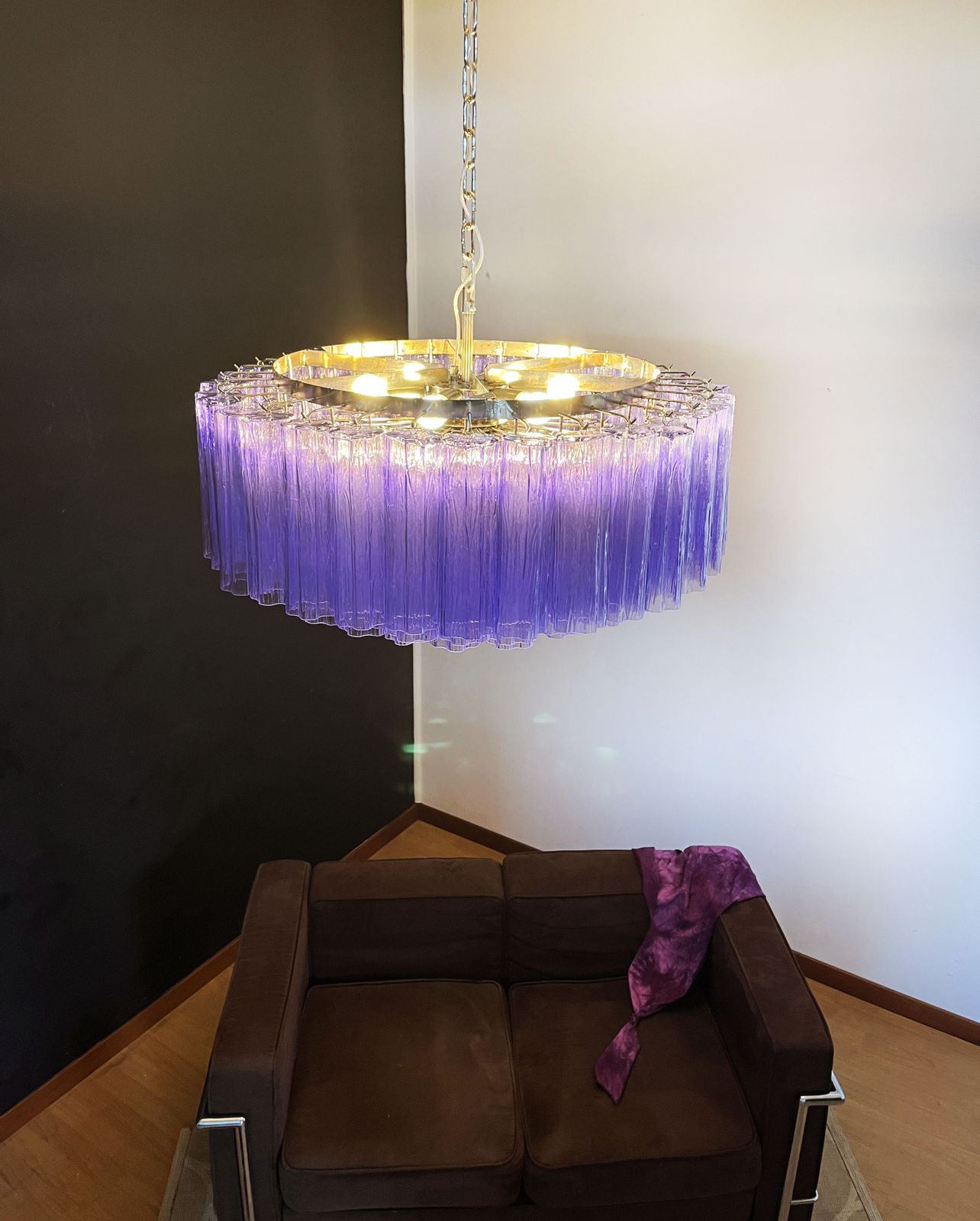 photo furniture Large Murano Glass Chandelier  101 Amethyst Tube Glasses