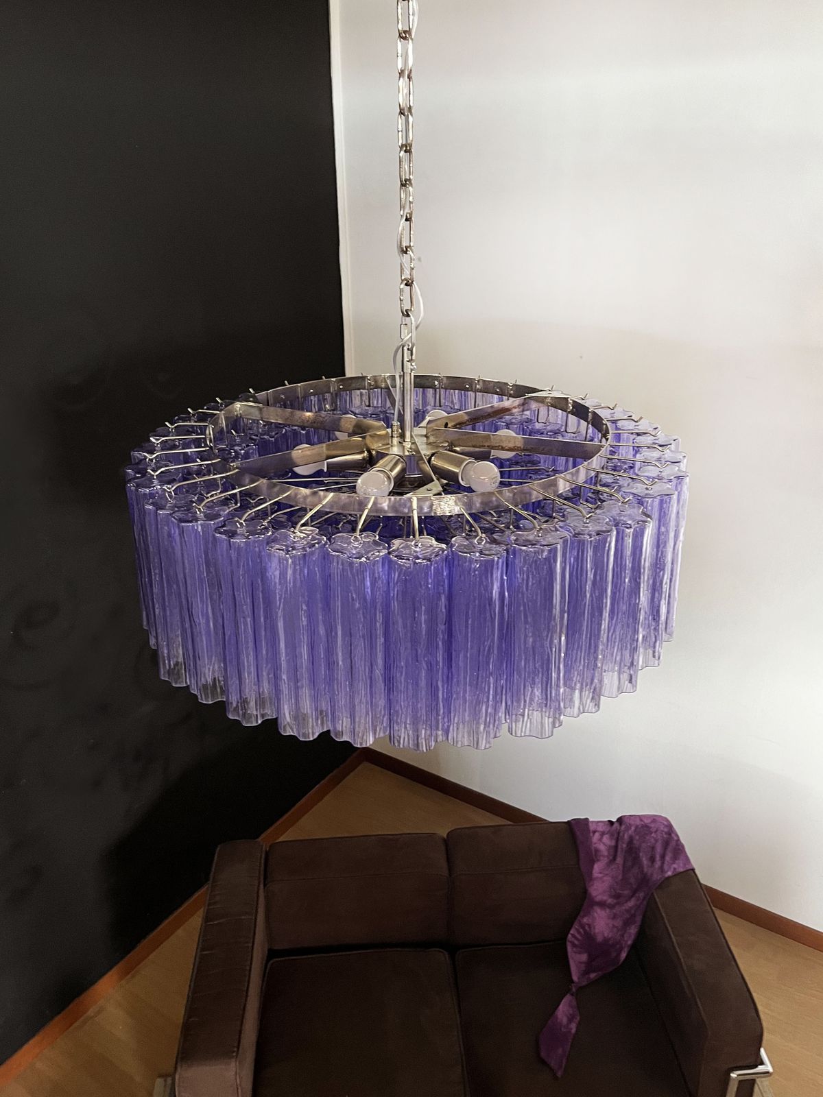 photo for sale Large Murano Glass Chandelier  101 Amethyst Tube Glasses