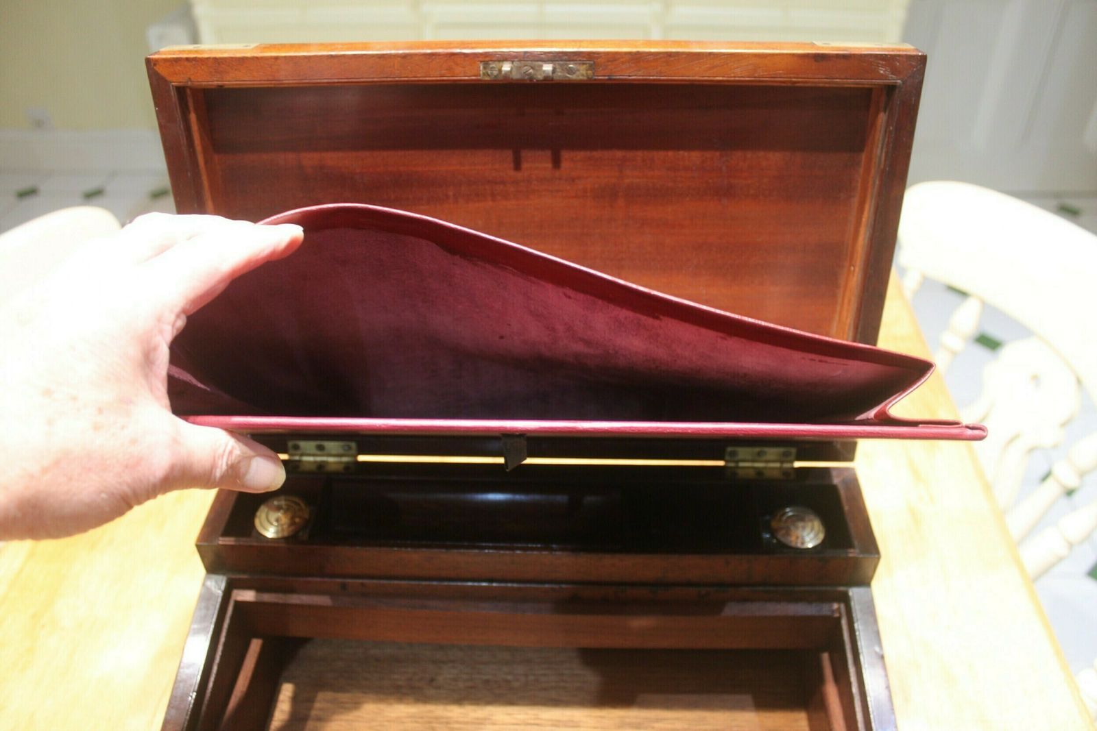 Home Decor Late Georgian Mahogany Campaign Bi Fold Writing Slope photo