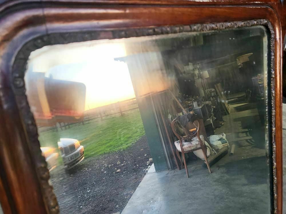 Antique Georgian Mahogany 18thc Chippendale Style Wall Mirror Bird Motif photo Home Decor
