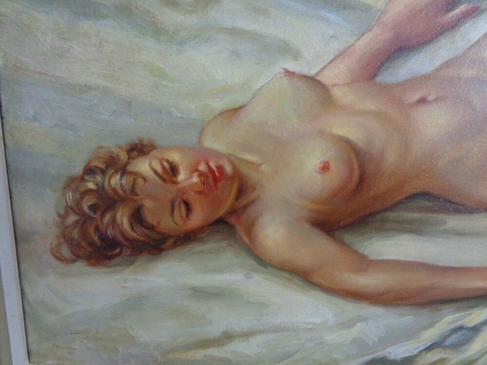 Art Nussbaumer, Nude Painting, 1930s, Oil On Canvas, Framed photo