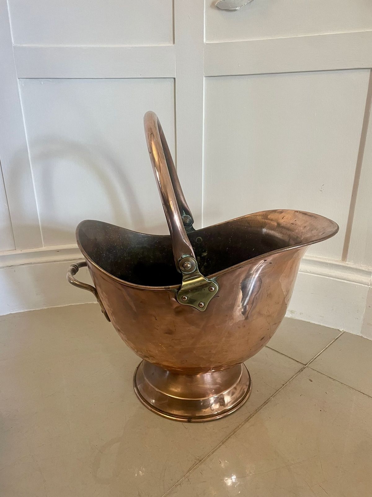 Antique 19th Century Quality Copper Coal Scuttle photo furniture