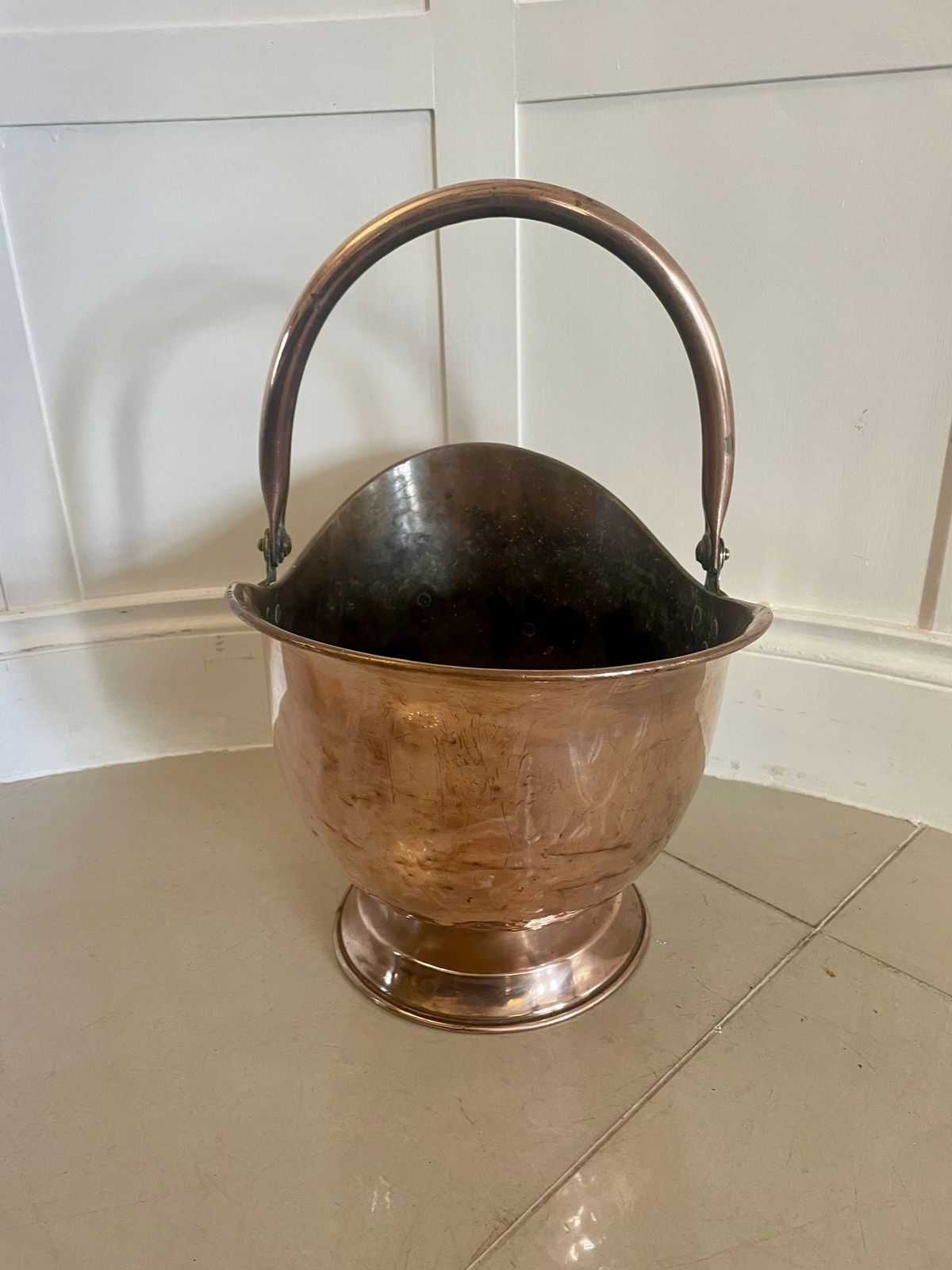 Antique 19th Century Quality Copper Coal Scuttle photo Home Fixtures
