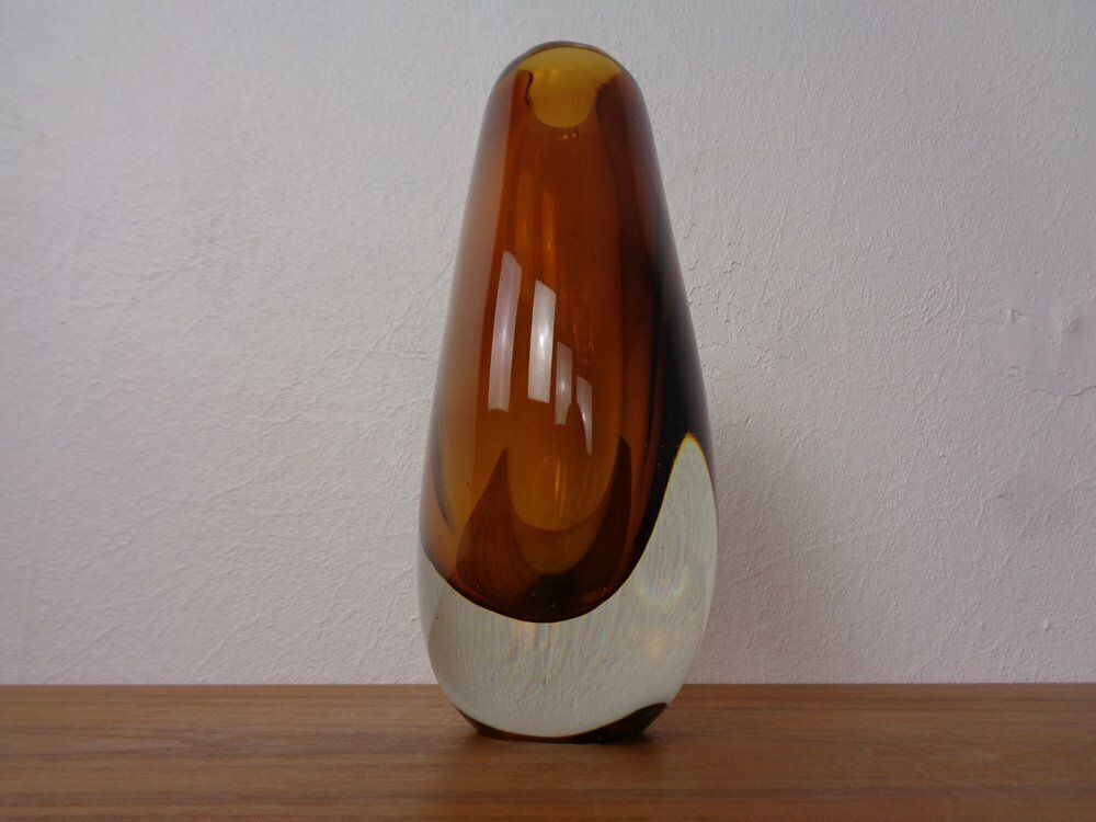 Finnish Glass Vase By Armando Jacobino For Oy Kumela, 1950s photo vintage