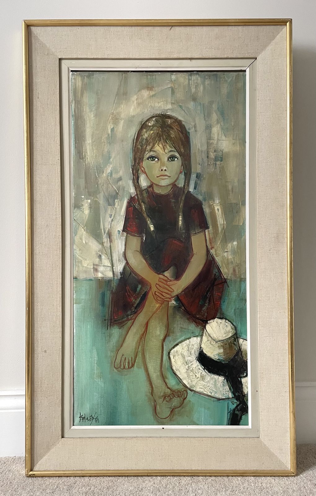 Mid 20th Century Painting Of A Young Girl photo furniture