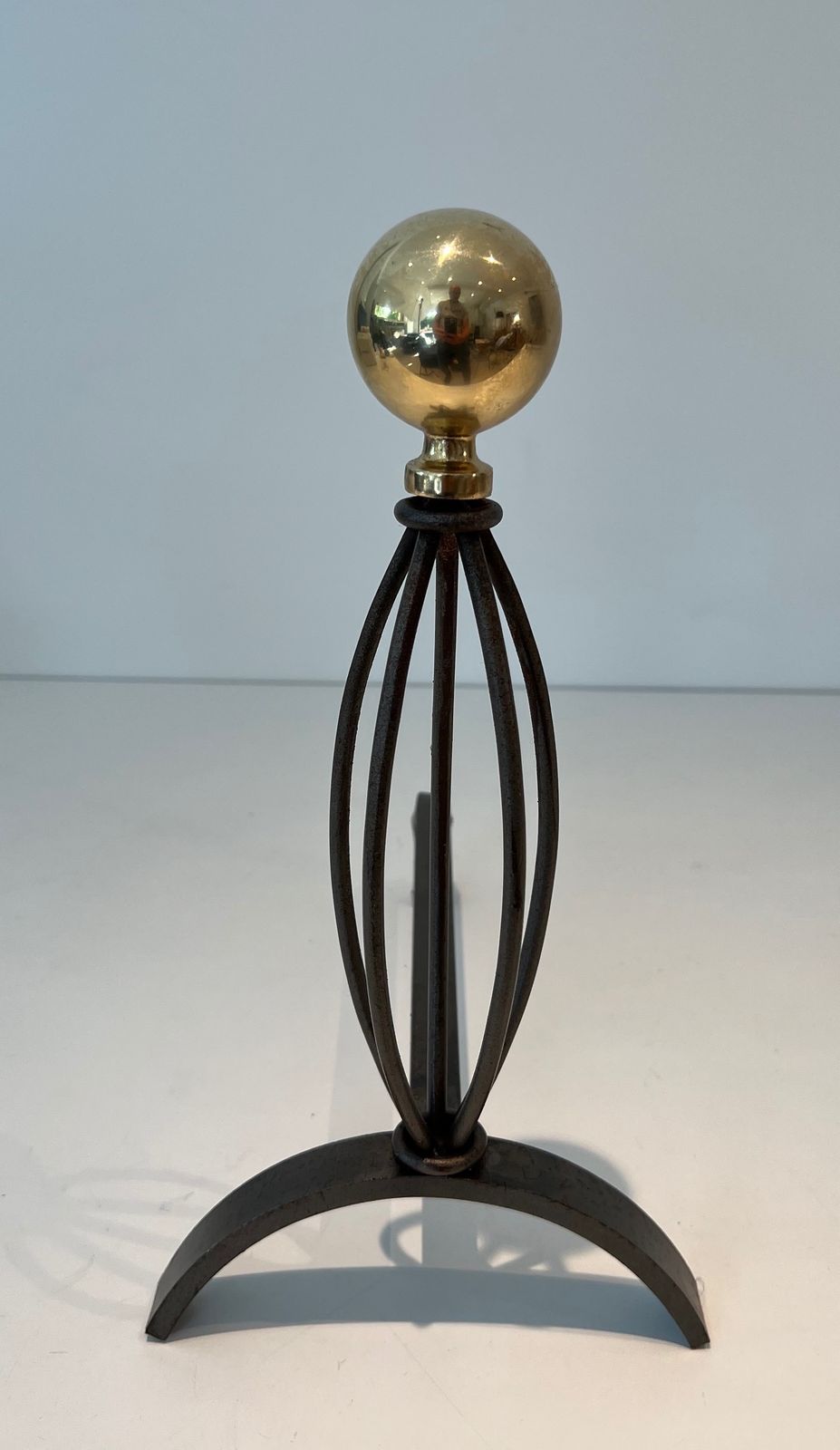 Pair Of Wrought Iron And Brass Andirons photo vinterior