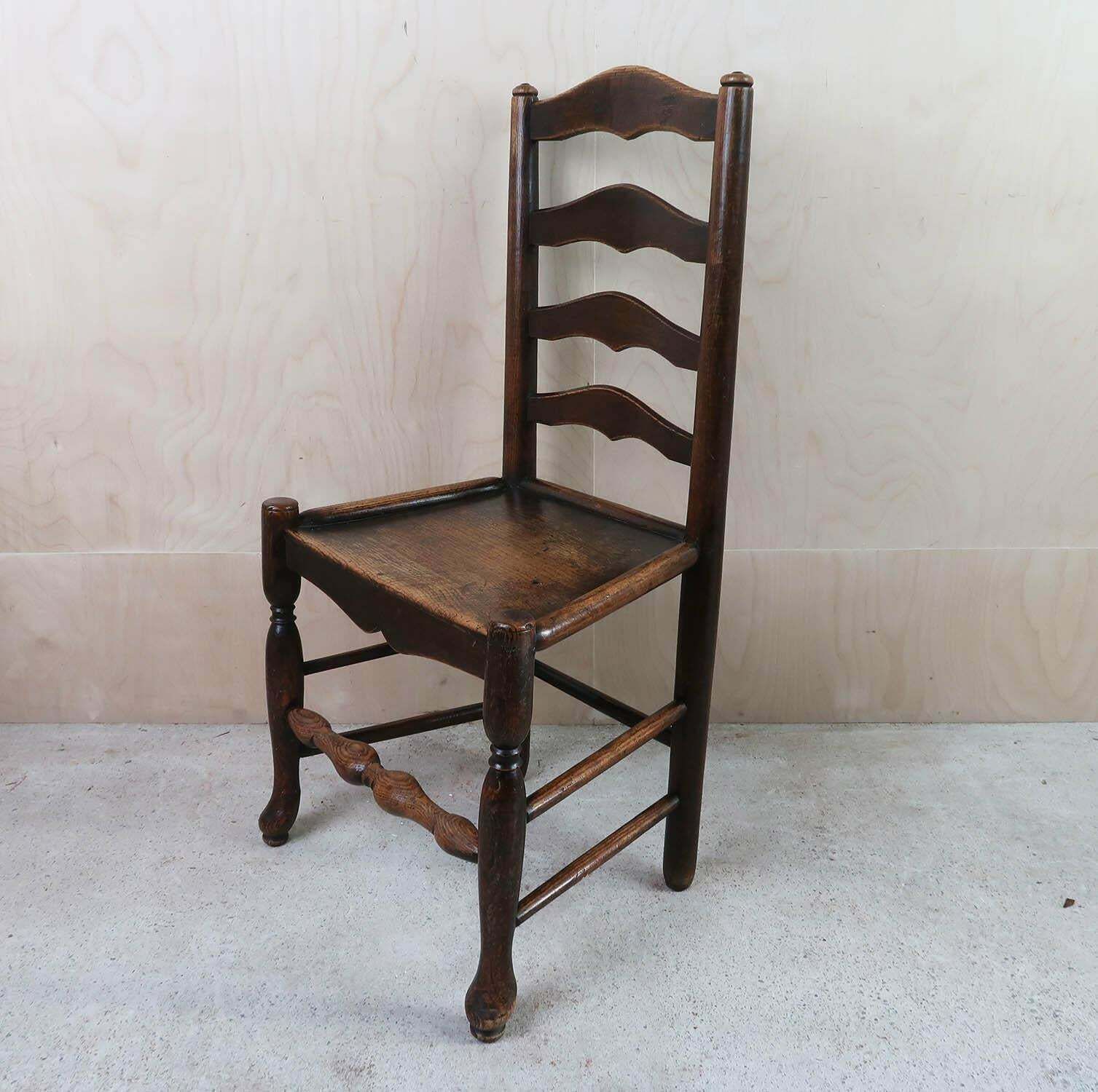 Near Pair Of Antique Welsh Country Ladder Back Chairs. C.1800 photo Furniture