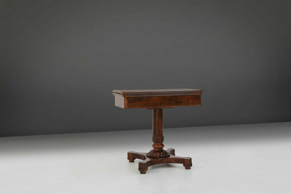 Victorian Burl Wood Folding Card Table, 19th Century photo vinterior