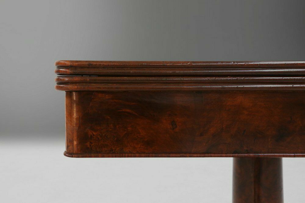 photo vintage Victorian Burl Wood Folding Card Table, 19th Century