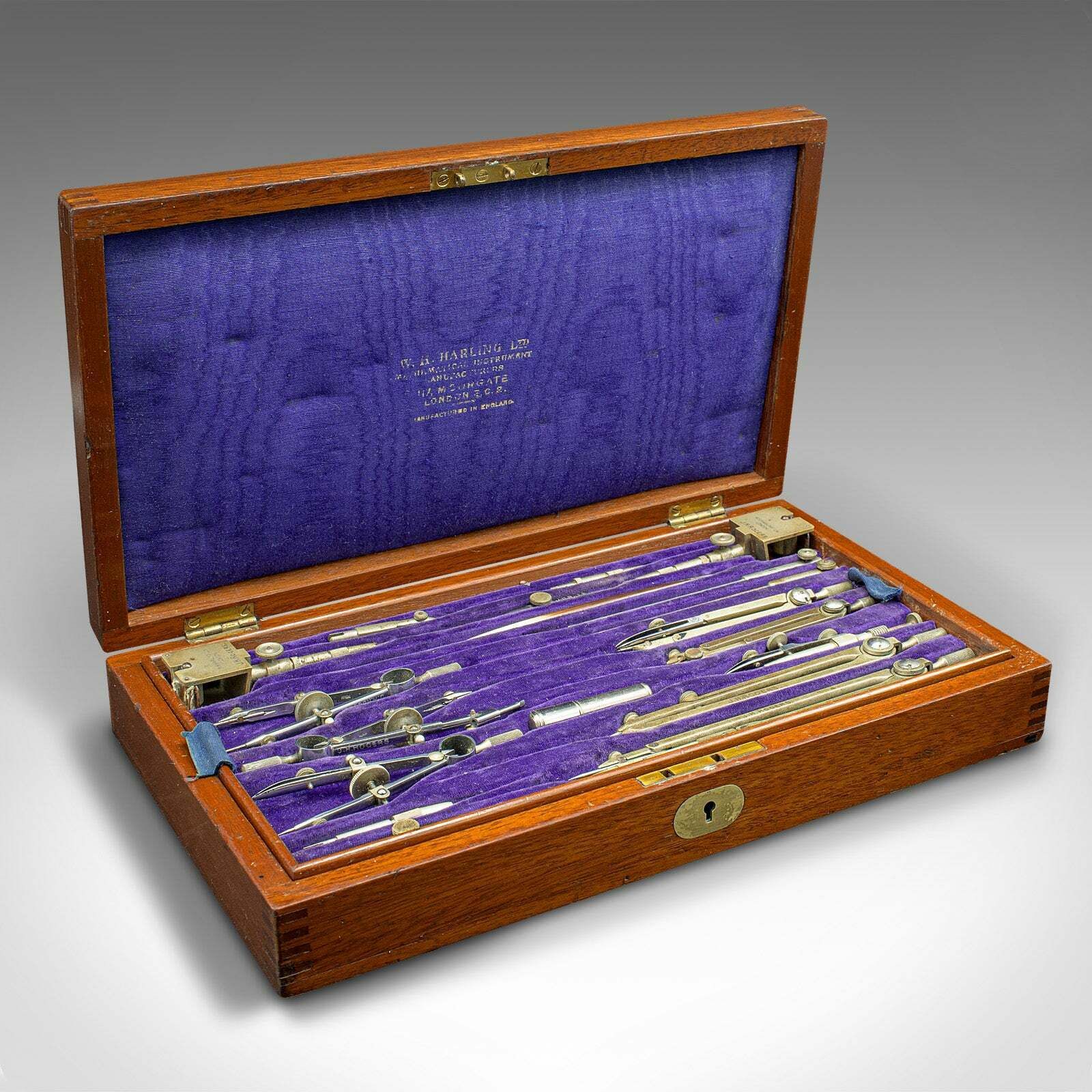 Antique Cased Draughtsman's Set, English, Drawing Tools, Wh Harling, Edwardian