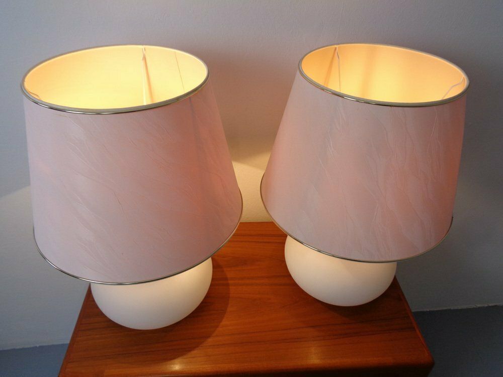 Opaline Glass Table Lamps From Glashütte Limburg, 1960s, Set Of 2 photo vintage