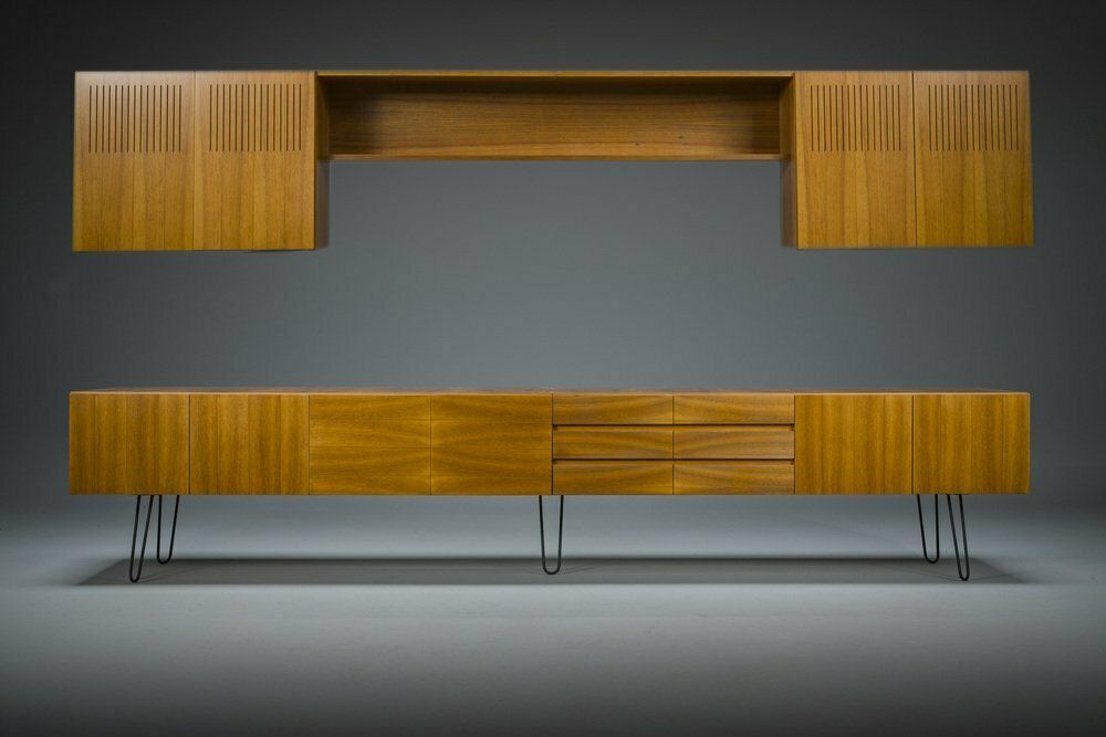Mid Century Wall Cabinet And Sideboard From Walunt, 1970s, Set Of 2
