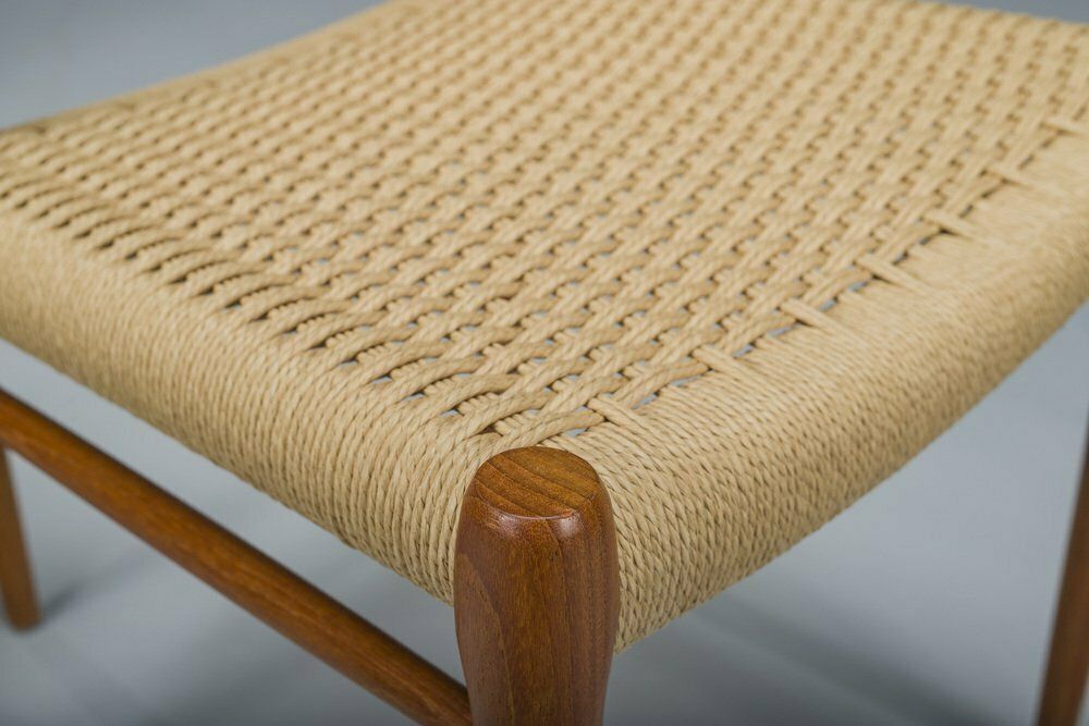 photo furniture Danish Teak Mod. 77 Paper Cord Dining Chairs By Niels O. Møller For Jl Møllers, 1959, 5 . Set