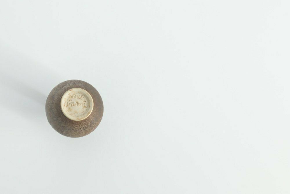Kleine Mid Century Scandinavisch Moderne Bruine Stoneware Vaasjes Van Gunnar Borg Voor Höganäs Ceramics, Jaren 1960, Set Van 4 photo vintage