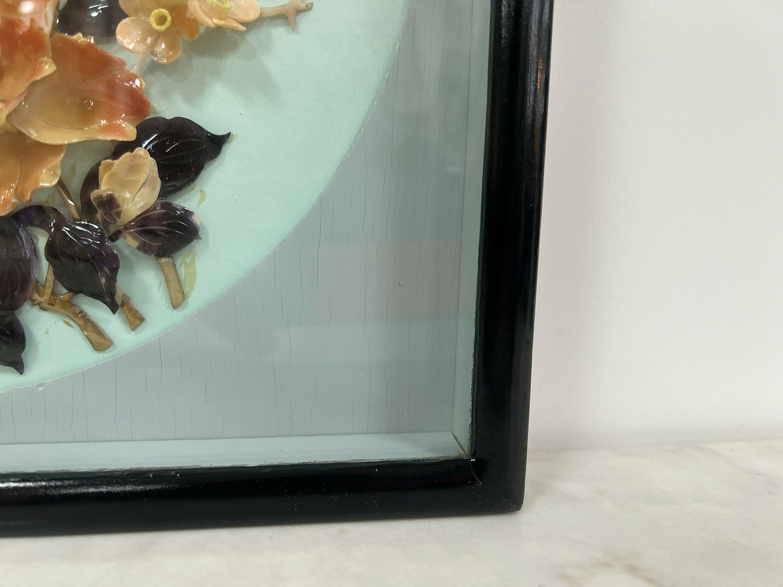 Vintage Japanese Shell Art, Oriental Mid Century Shell Art, Framed Boxed 3d Art Flowers And Birds photo Art