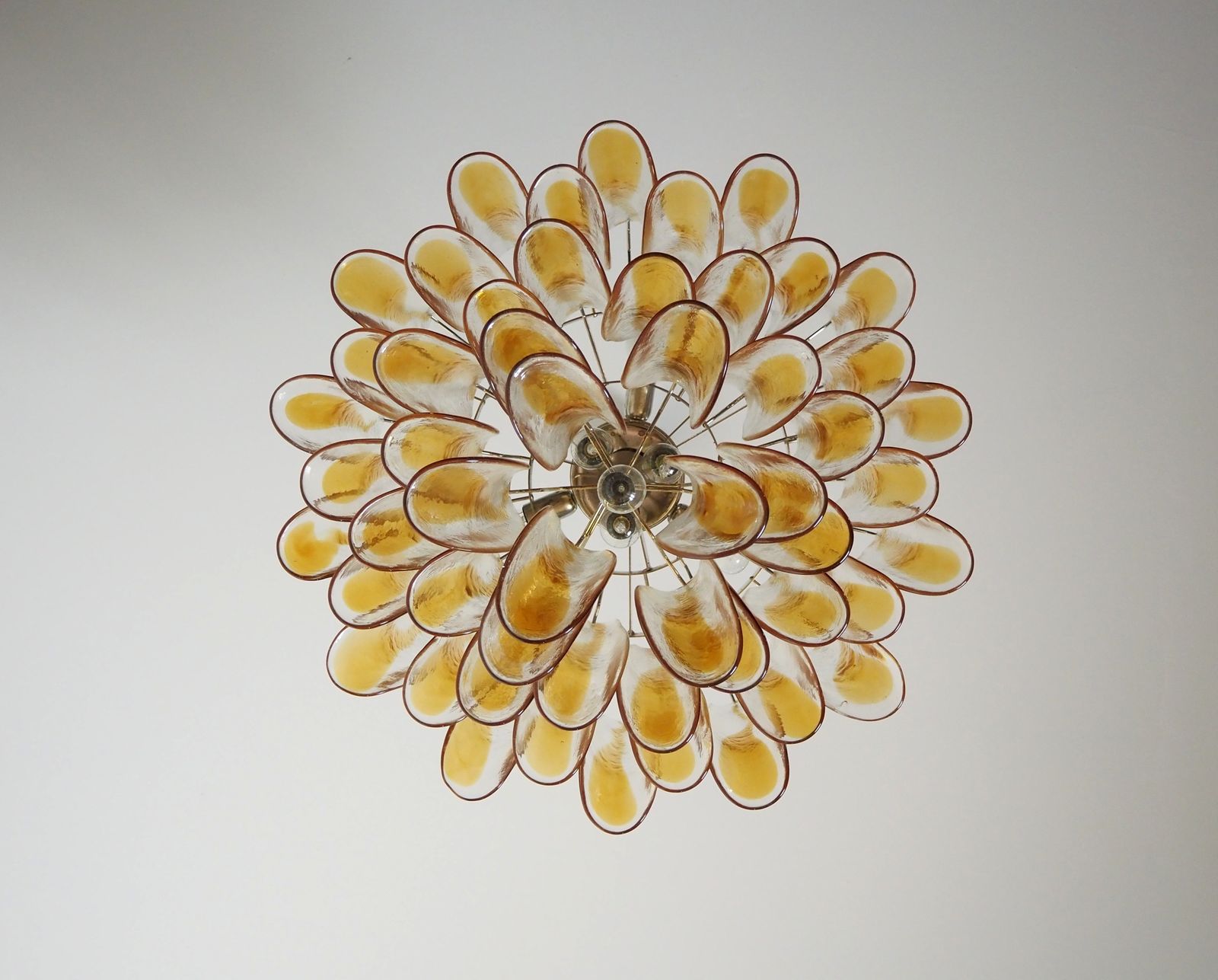 photo for sale Italian Vintage Murano Chandelier   Mazzega   53 Amber Glass Petals