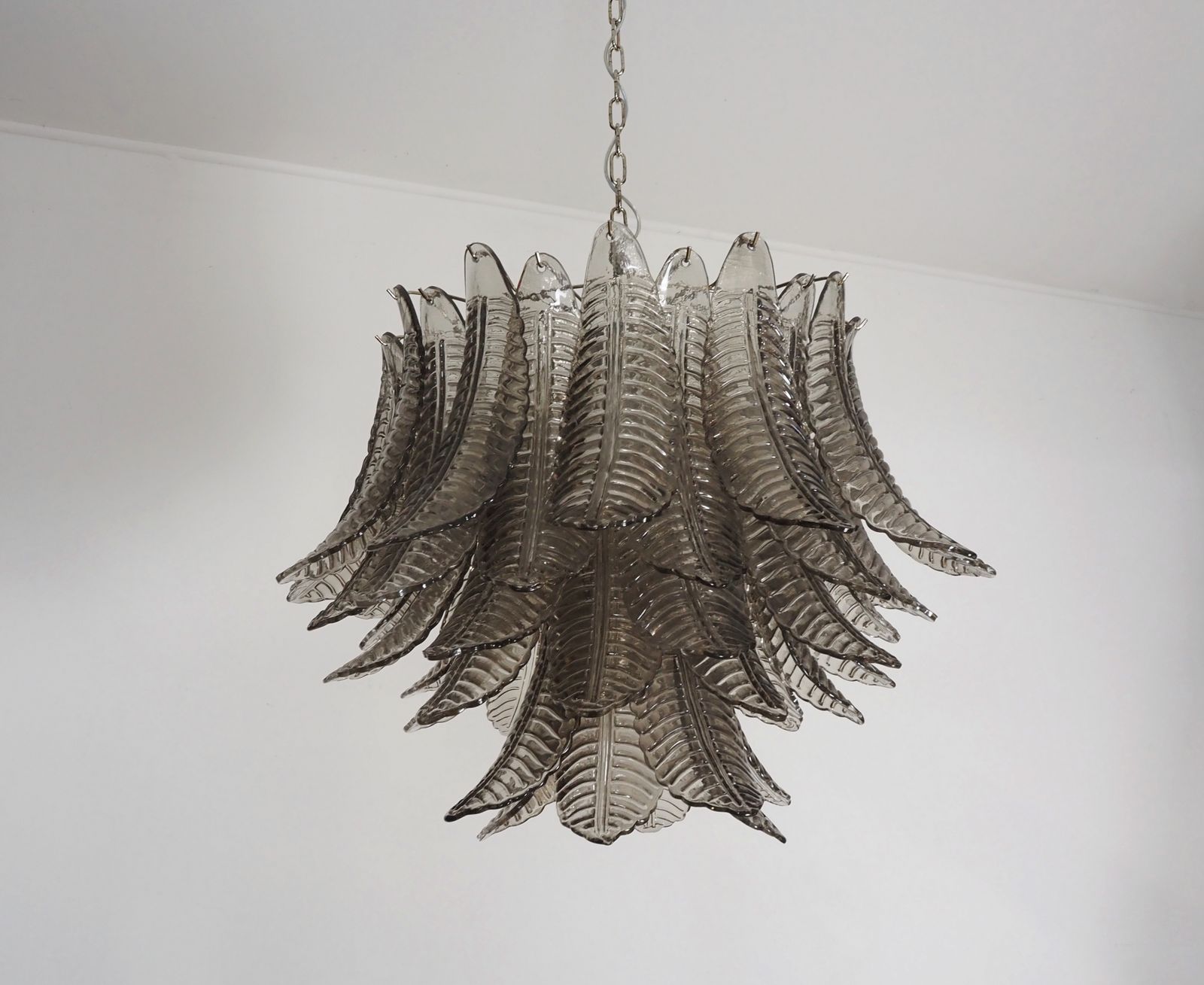 Italian Murano Three Tier Smoked Felci Glass Chandelier