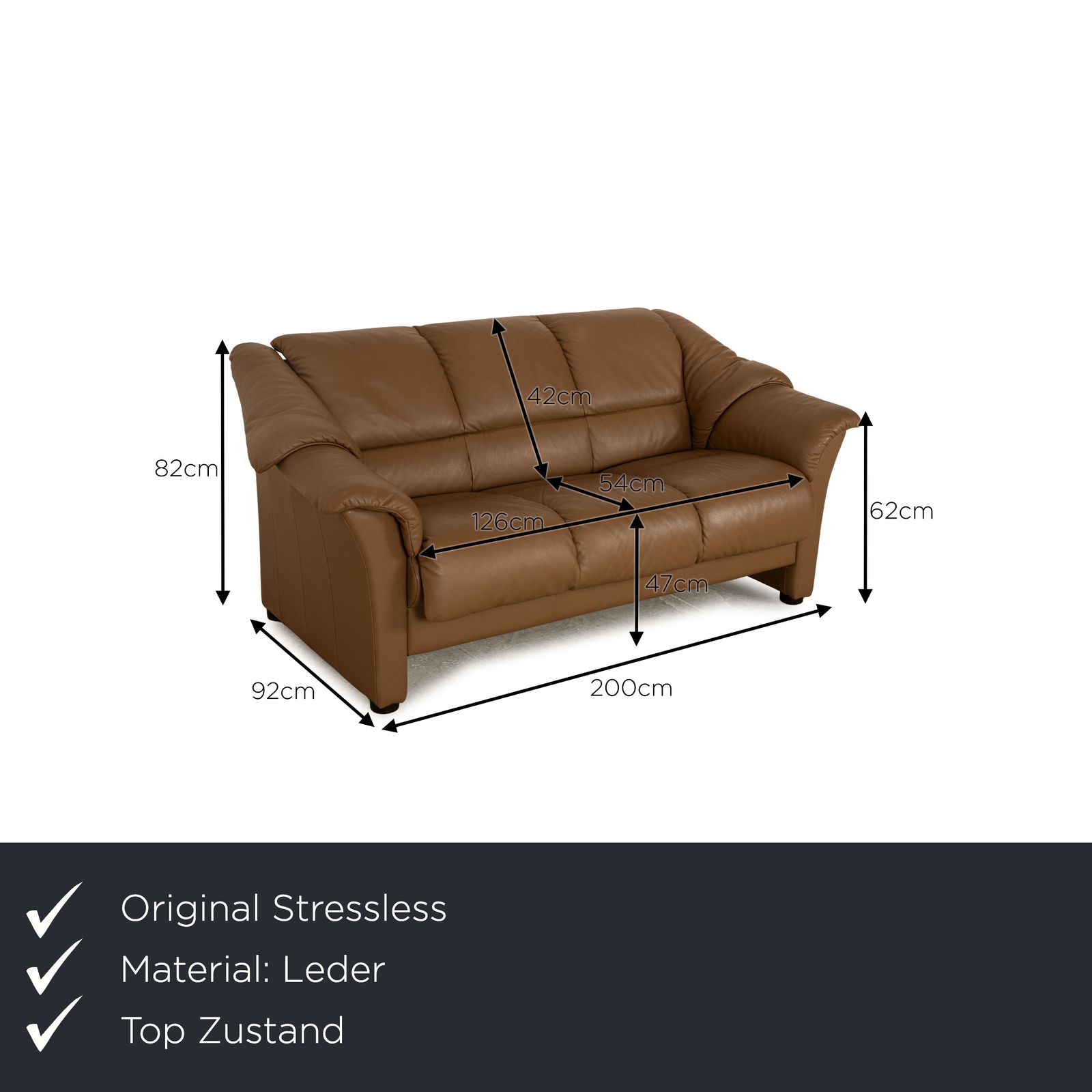 Canapé 2 places Stressless Olso en cuir marron taupe photo furniture