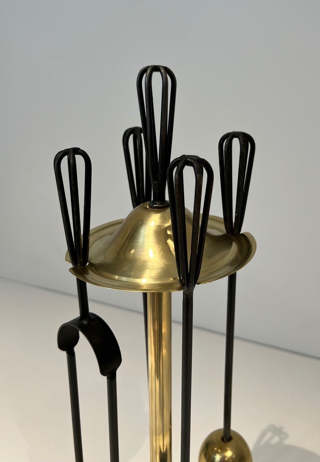 Design Fire Kit In Lacquered Metal And Brass photo for sale