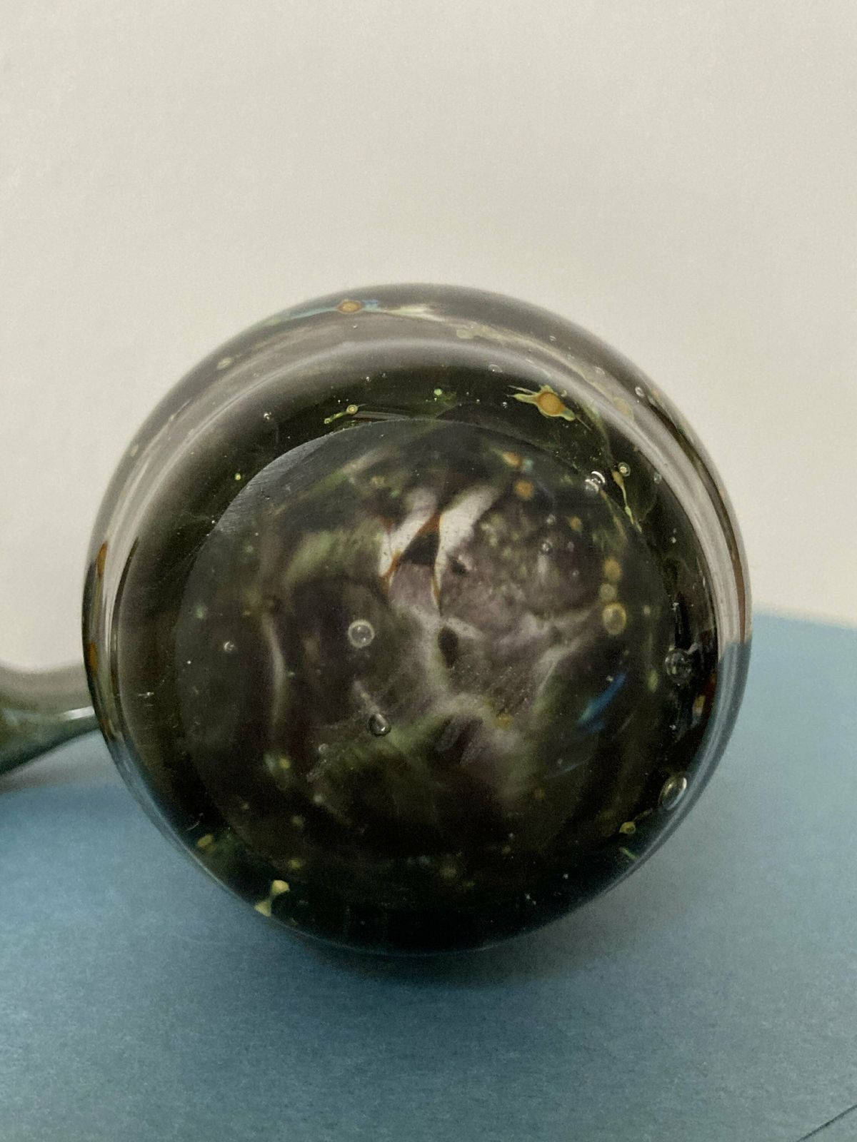 Vintage Spotted Hand Blown Art Green Glass Vase photo 50.0
