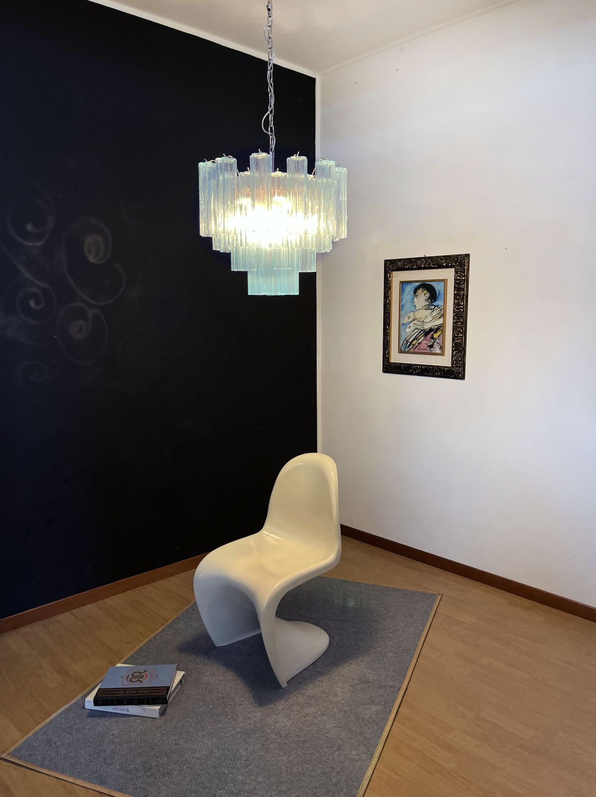 Fantastic Murano Glass Tube Chandelier   36 Blue Glass Tube photo vintage